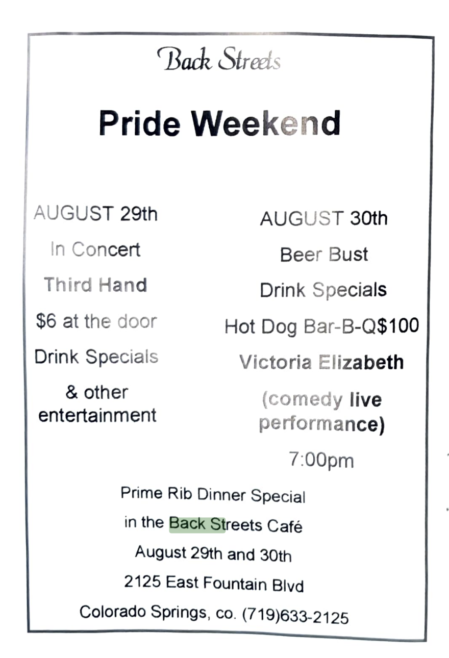 Backstreets Restaurant ad - Pikes Peak Pridefest 1998 Brochure.png|500